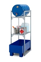 (obrázek pro) Regál na sudy FR 120, pro 1 sud s policovým roštem, kovová záchytná vana