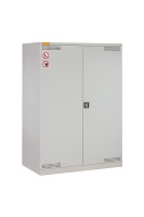 (obrázek pro) Kovová skříň na 200 l sudy 14/20 s polyethylenovou záchytnou vanou, ocel. rošt