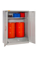 (obrázek pro) Kovová skříň na 200 l sudy 14/20 s polyethylenovou záchytnou vanou, PE rošt