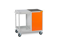 (obrázek pro) Ocelový dílenský vozík se záchytnou vanou a skříňkou