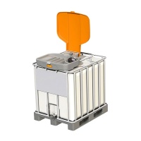 (obrázek pro) Plnicí trychtýř IBC s víkem a kuželovým sítem z nerezové oceli