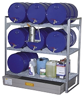 (obrázek pro) Regál na sudy typ 360 se sklolaminátovou záchytnou vanou